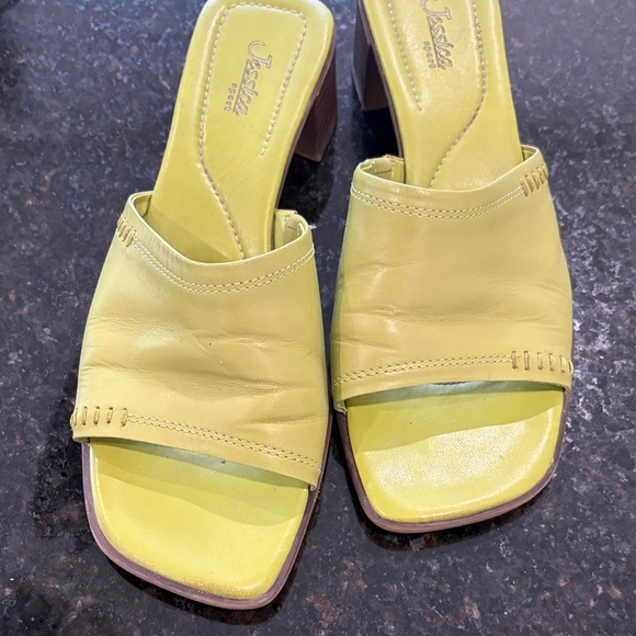 Jessica Bright Green Leather Upper Women's Mules - Picture 2 of 7